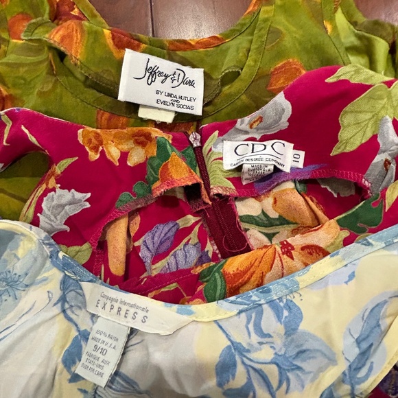 3 Vintage 90s Midi Floral Sundresses Express Friends Rayon Column Tank sz Medium - Picture 5 of 7